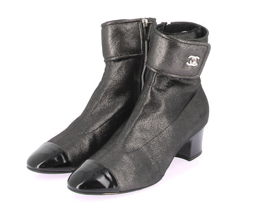 Bottines à talons en cuir métallisé