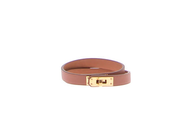 Bracelet en cuir marron double tour "Mini Kelly"