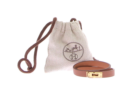 Bracelet en cuir marron double tour "Mini Kelly"