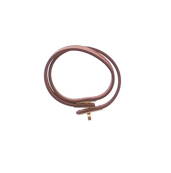 Bracelet en cuir marron double tour "Mini Kelly"