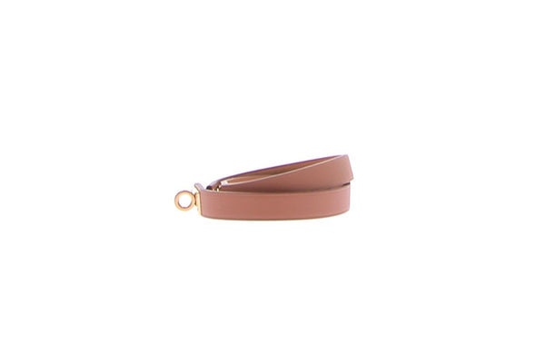 Bracelet en cuir marron double tour "Mini Kelly"