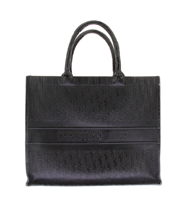 Cabas "Book Tote" en cuir noir