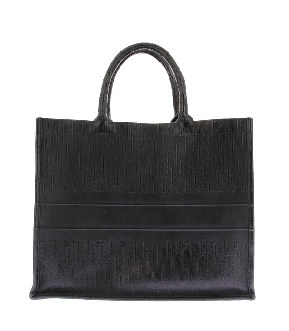 Cabas "Book Tote" en cuir noir
