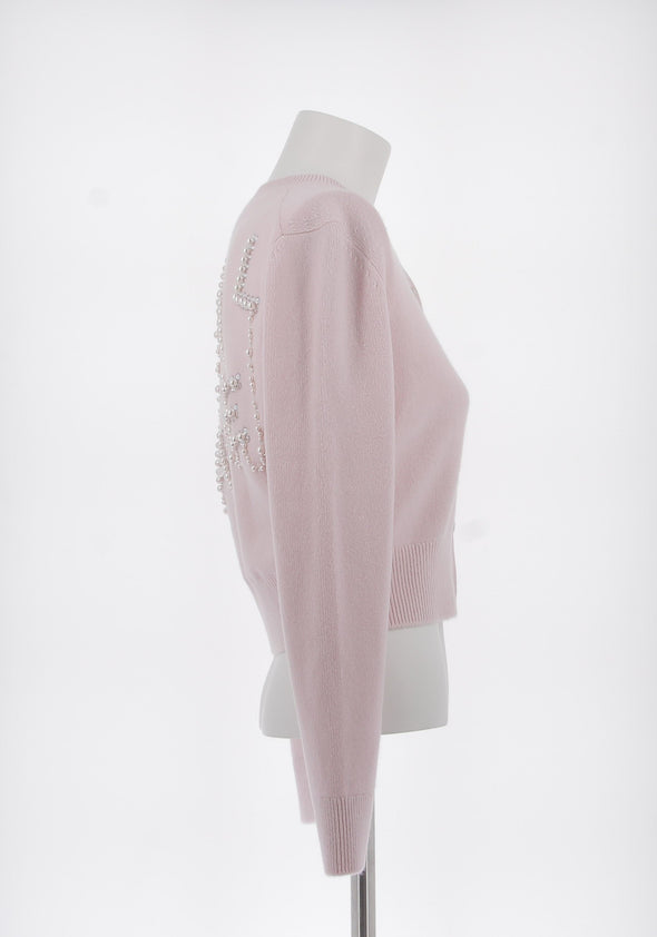 Cardigan rose en cachemire