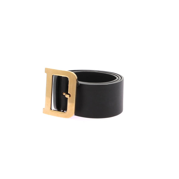 Ceinture en cuir noir à boucle dorée