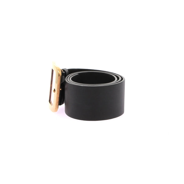 Ceinture en cuir noir à boucle dorée