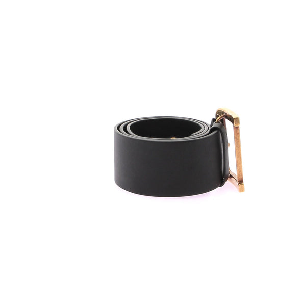 Ceinture en cuir noir à boucle dorée