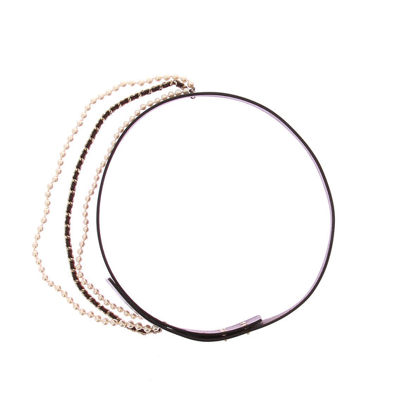 Ceinture en cuir et perles