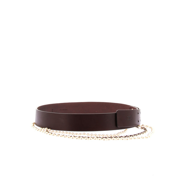 Ceinture en cuir et perles