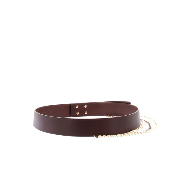 Ceinture en cuir et perles