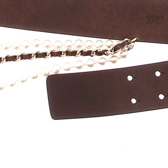 Ceinture en cuir et perles