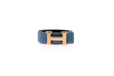Ceinture en cuir bleu et boucle "Constance"