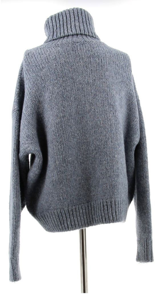 Pull col roulé gris