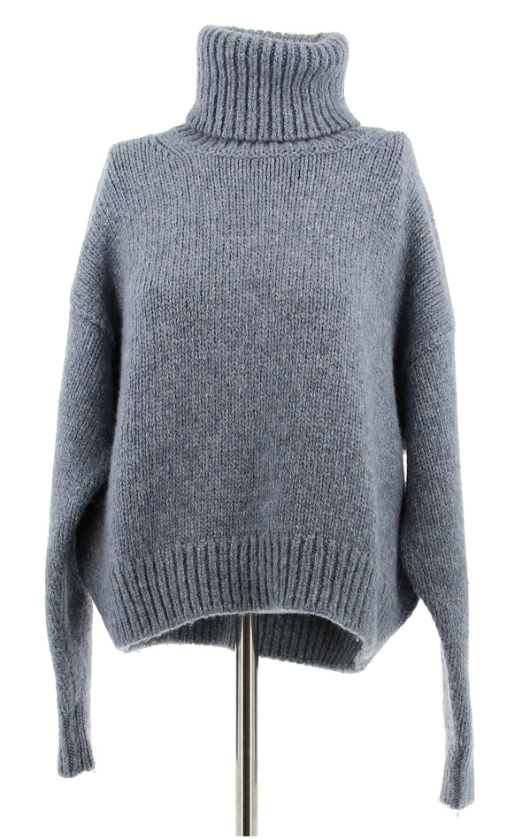 Pull col roulé gris