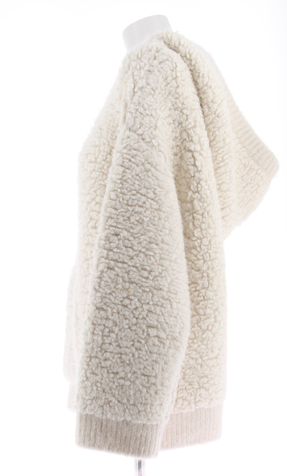 Pull à capuche en laine alpaga blanche
