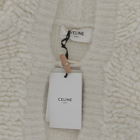 Pull à capuche en laine alpaga blanche
