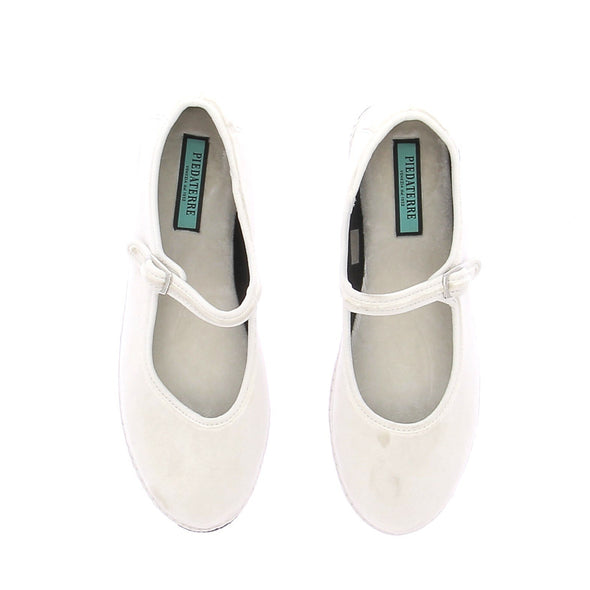 Ballerines en velours blanches