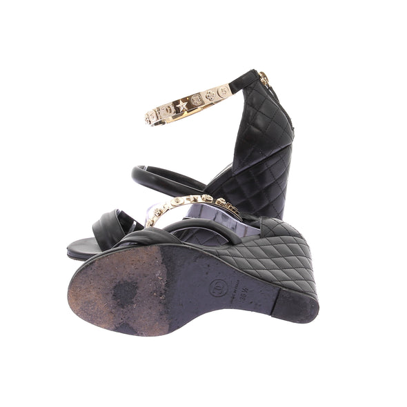Sandales compensées en cuir