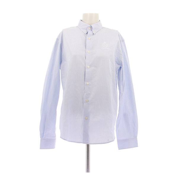 Chemise bleue à rayures blanches