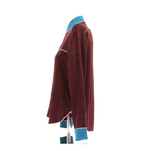 Chemise en soie bordeaux