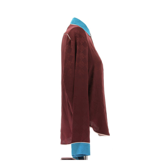 Chemise en soie bordeaux