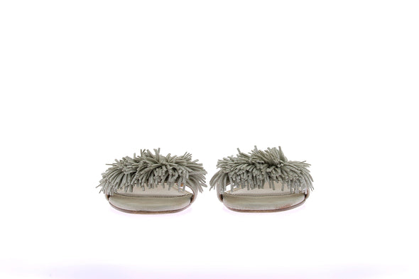 Mules en cuir argenté