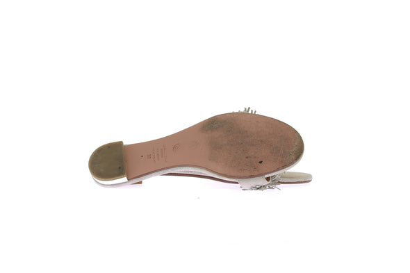 Mules en cuir argenté