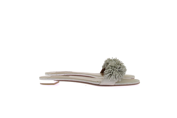 Mules en cuir argenté