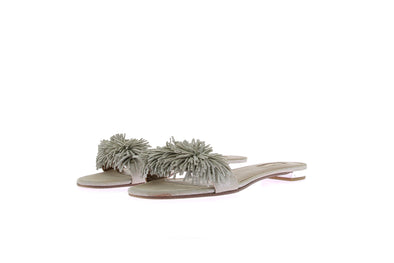 Mules en cuir argenté