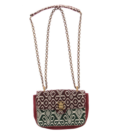 Petit sac bordeaux et vert