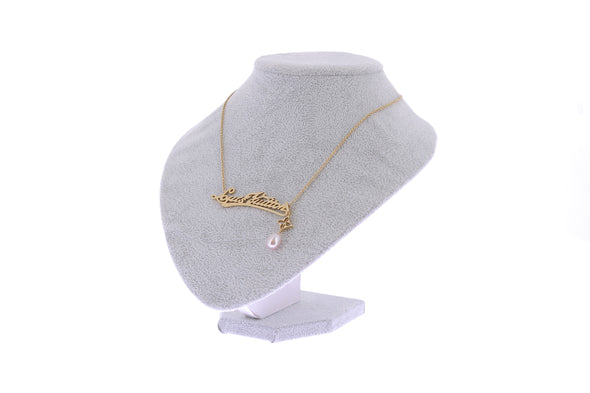 Collier pendentif en or jaune diamants et perles
