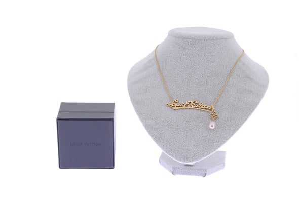 Collier pendentif en or jaune diamants et perles