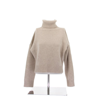 Col roulé beige en laine