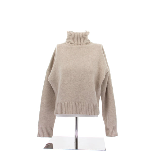 Col roulé beige en laine