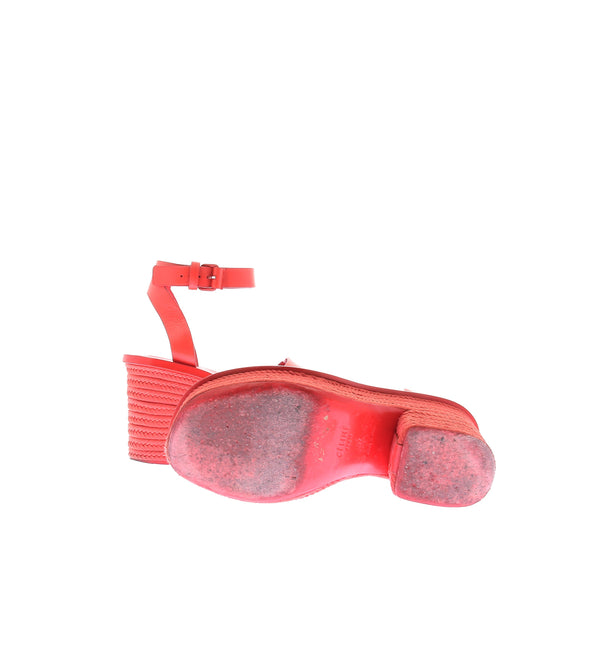 Sandales compensées rouges