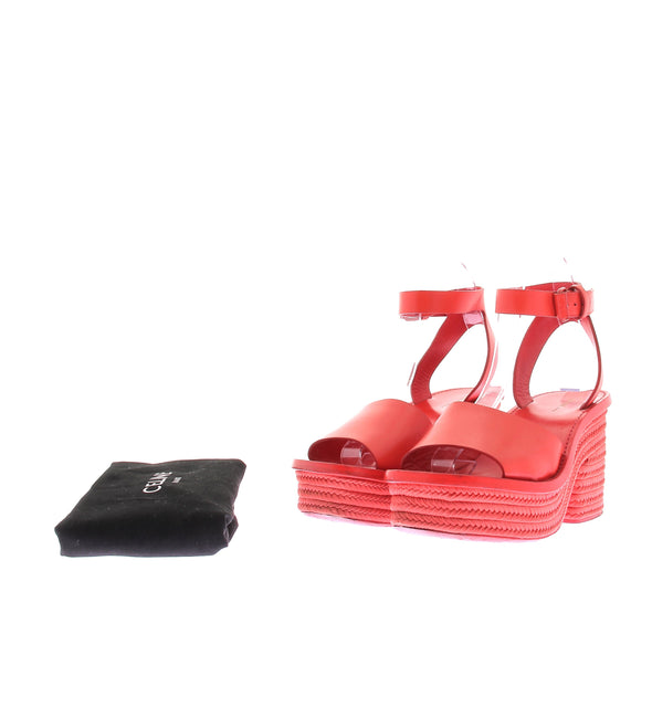 Sandales compensées rouges