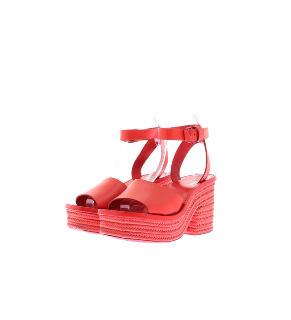 Sandales compensées rouges