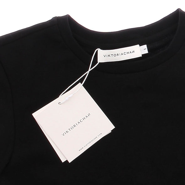 Crop top noir à manches courtes