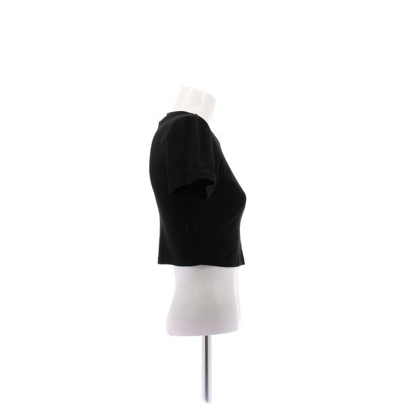 Crop top noir à manches courtes