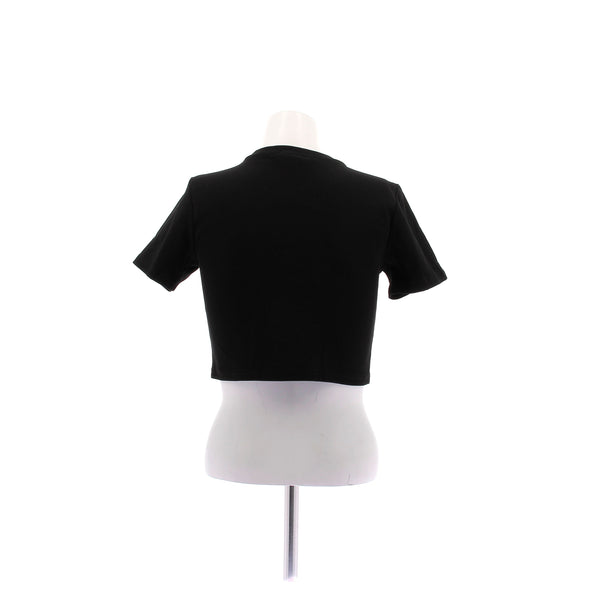 Crop top noir à manches courtes