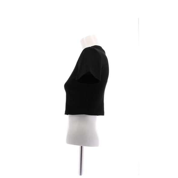 Crop top noir à manches courtes