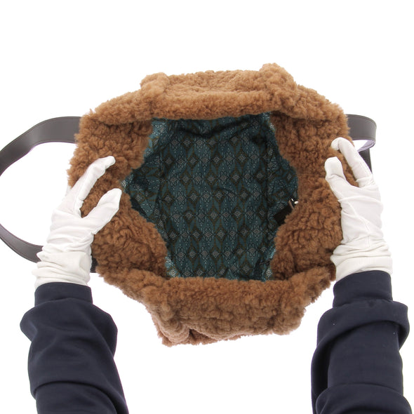 Cabas marron en shearling