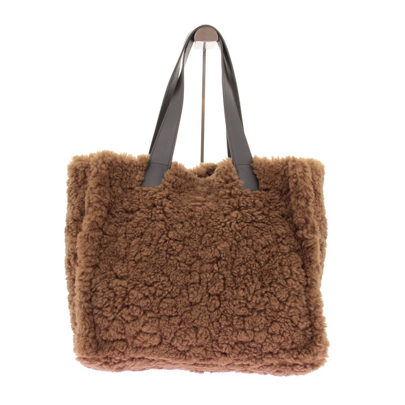 Cabas marron en shearling