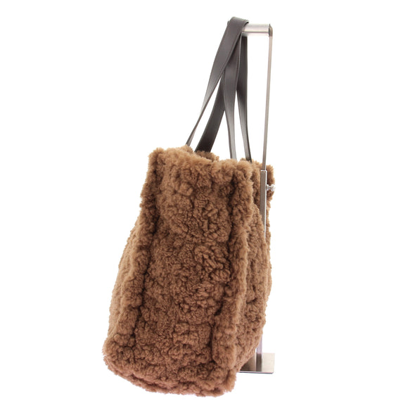 Cabas marron en shearling