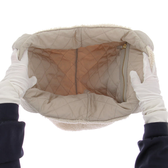 Cabas blanc en shearling