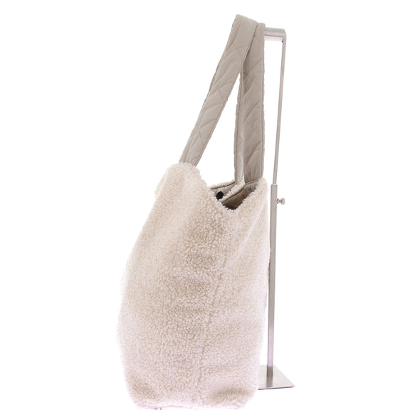 Cabas blanc en shearling