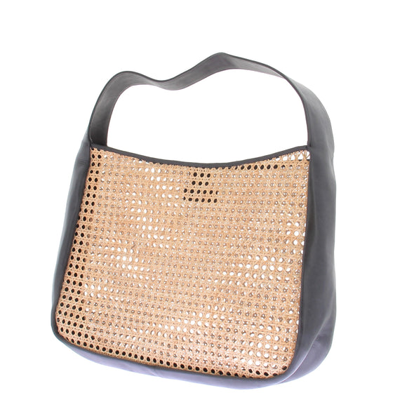 Cabas en rotin et cuir