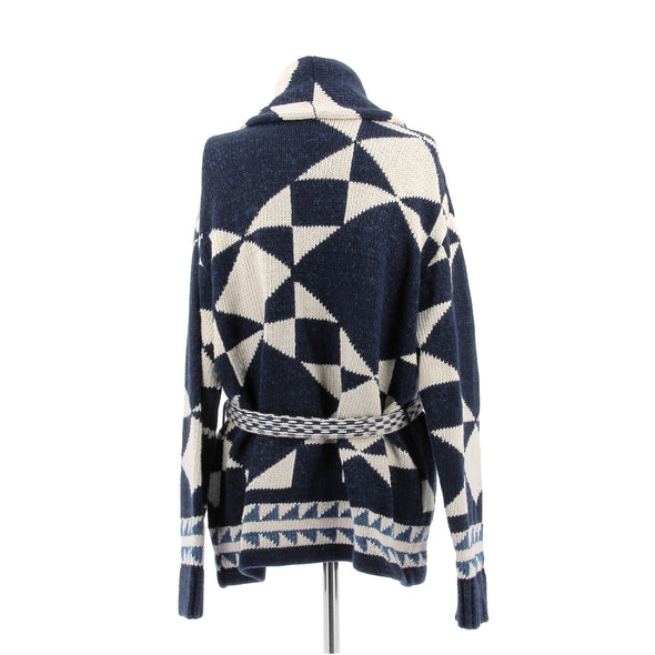 Cardigan bleu et blanc