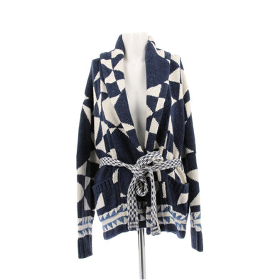 Cardigan bleu et blanc