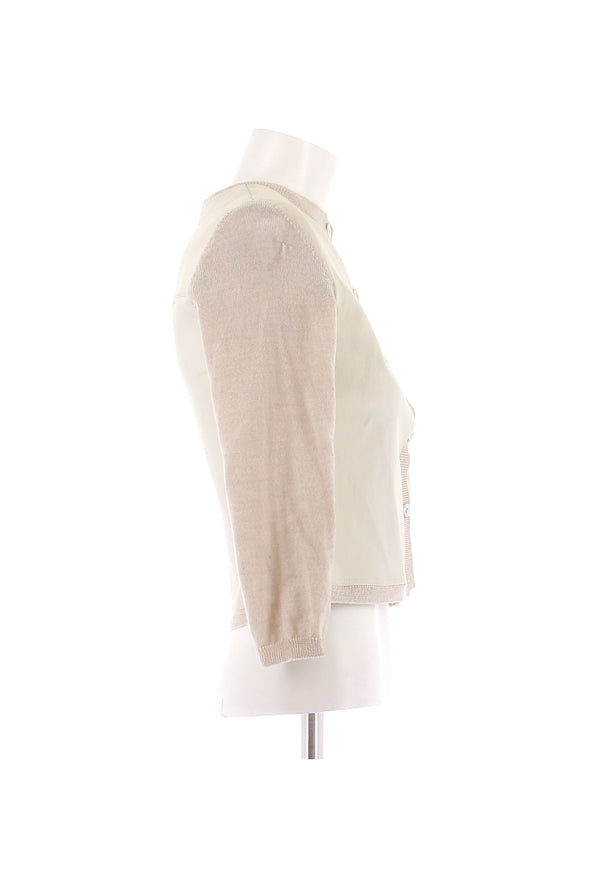 Cardigan en laine et cuir